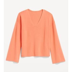 Old Navy Womens Large Daybreak Orange Bell Sleeve VNeck Sweater NEW Large